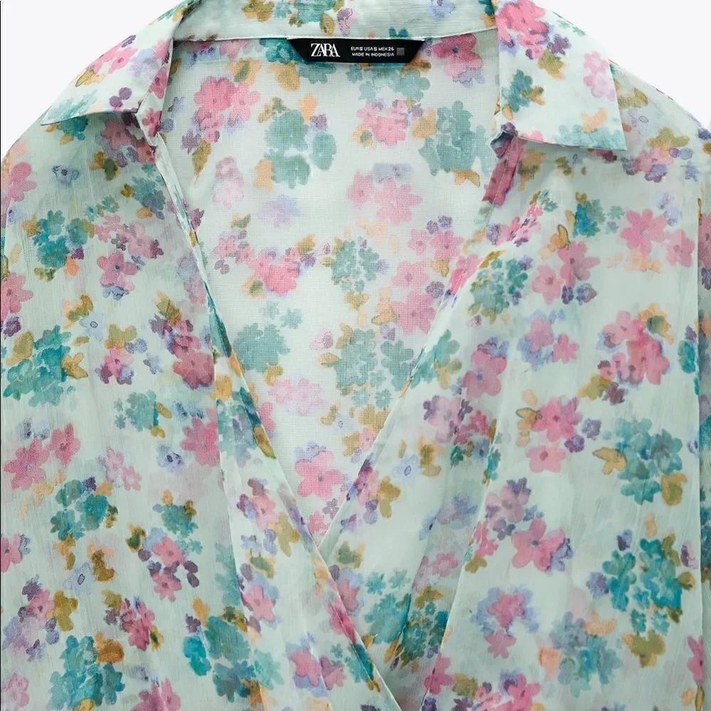 ZARA FLORAL PRINT BLOUSE - Picture 8 of 8